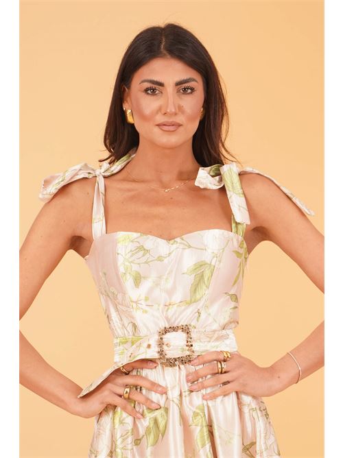 Abito in raso fantasia twins fantasy | T4854BEIGE